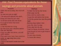 HW: Find Russian equivalents for these sayings and proverbs about animals Pro...