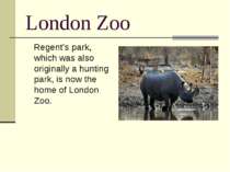 London Zoo Regent’s park, which was also originally a hunting park, is now th...