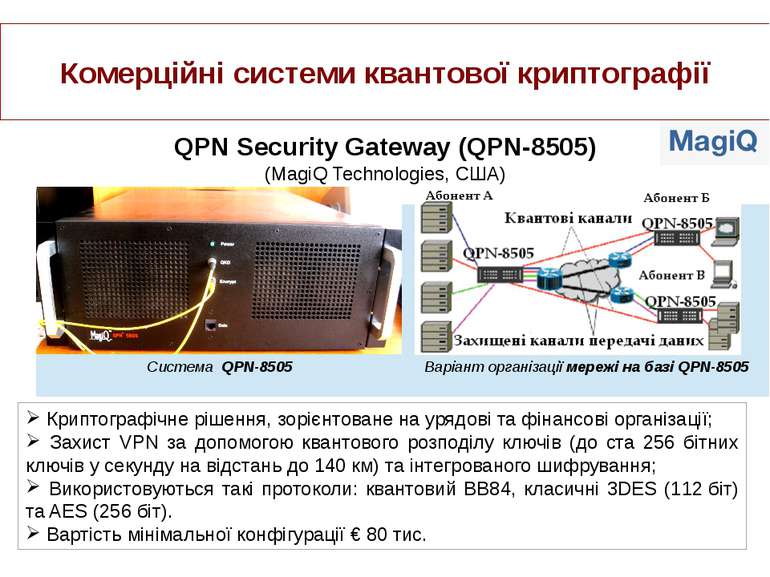 Комерційні системи квантової криптографії QPN Security Gateway (QPN-8505) (Ma...