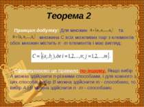 Теорема 2 Принцип добутку: Для множин та множина C всіх можливих пар з елемен...