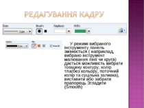 У режимі вибраного інструменту панель змінюється ( наприклад, вибрано інструм...