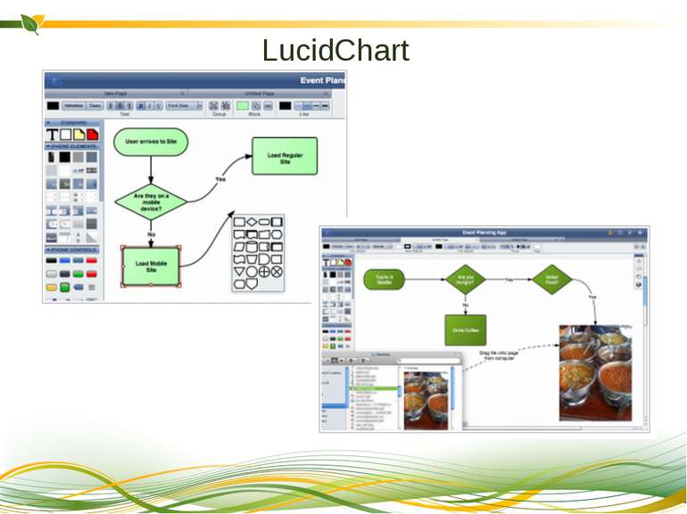 LucidChart Багатий на графічні додатки. Інтуїтивно простий інтерфейс сервісу ...