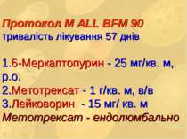 Протокол М ALL BFM 90 тривалість лікування 57 днів 1.6-Меркаптопурин - 25 мг/...