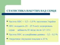 СТАТИСТИКА НАБУТИХ ВАД СЕРЦЯ Частота НВС – 0,5 – 1,0 % населення України НВС ...