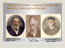 Портрети вчених і видатних діячів, які вивчали природні вуглеводні Н.Д.Зелинс...