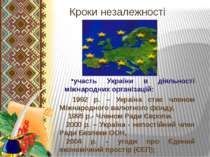 Кроки незалежності участь України в діяльності міжнародних організацій: 1992 ...