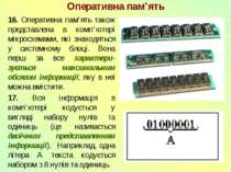 Оперативна пам’ять 16. Оперативна пам’ять також представлена в комп’ютері мік...