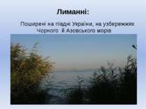 Лиманні: Поширені на півдні України, на узбережжях Чорного й Азовського морів
