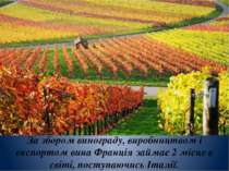 За збором винограду, виробництвом і експортом вина Франція займає 2 місце в с...