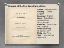 Title page of the first Jane Eyre edition Author Charlotte Brontë Country Uni...
