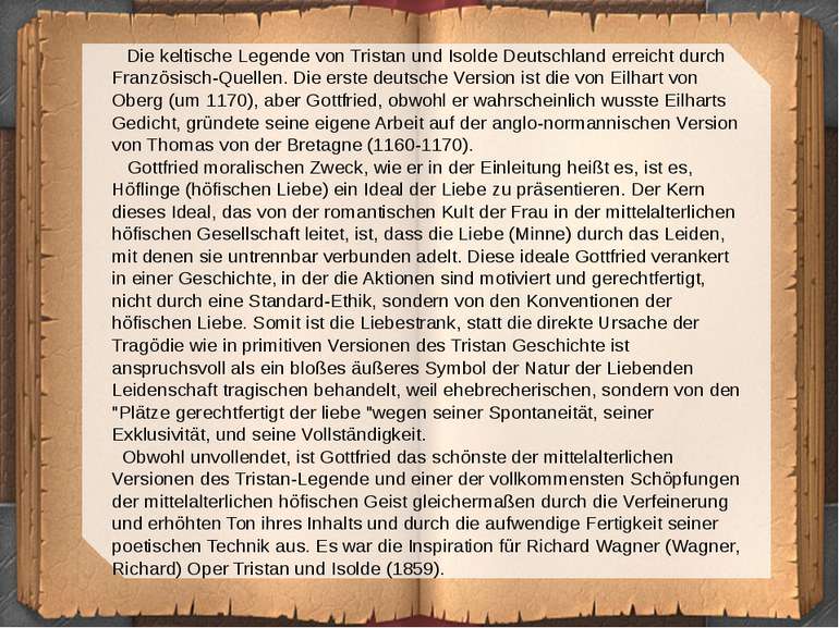 Die keltische Legende von Tristan und Isolde Deutschland erreicht durch Franz...