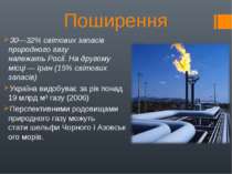 Поширення 30—32% світових запасів природного газу належать Росії. На другому ...