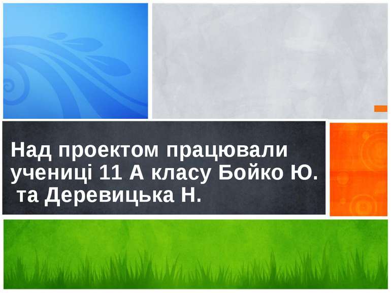 Дякуємо за увагу! Над проектом працювали учениці 11 А класу Бойко Ю. та Дерев...