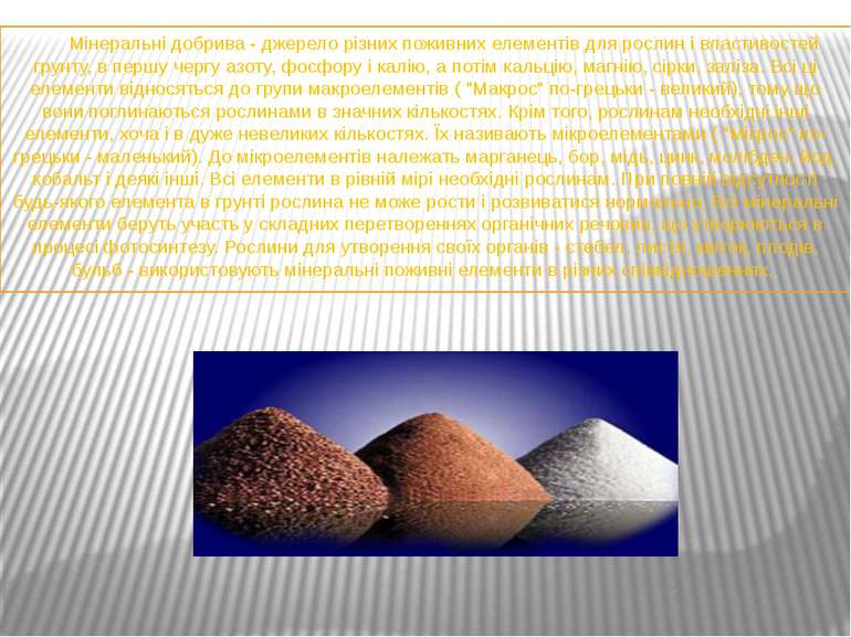 Мінеральні добрива - джерело різних поживних елементів для рослин і властивос...