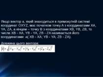 Якщо вектор a, який знаходиться в прямокутній системі координат OXYZ, має поч...