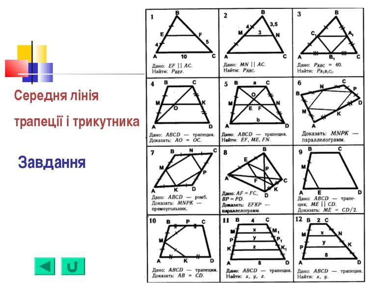 Середня лінія трапеції і трикутника Завдання