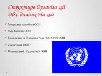 Структура Організа ції Об'є днаних На цій Генеральна Асамблея ООН Рада Безпек...