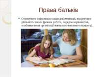 Права батьків Отримувати інформацію щодо документації, яка регулює діяльність...