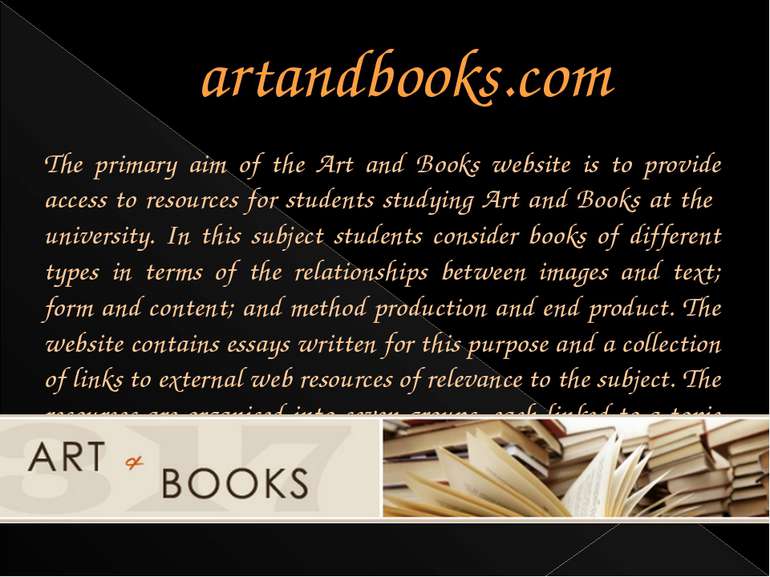 artandbooks.com The primary aim of the Art and Books website is to provide ac...