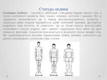 Статура людини – сукупність пропорцій і специфіки будови частин тіла, а також...