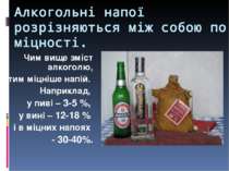 Алкогольні напої розрізняються між собою по міцності. Чим вище зміст алкоголю...