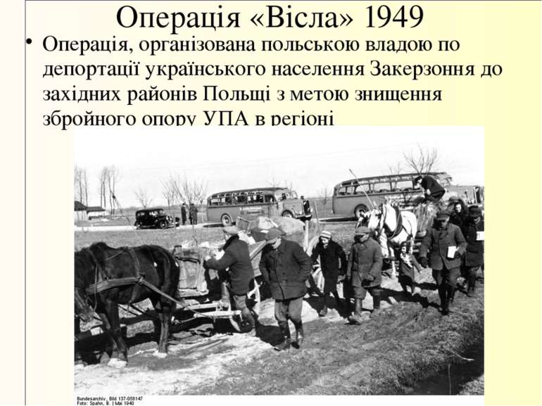 Операція «Вісла» 1949 Операція, організована польською владою по депортації у...