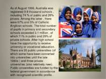 As of August 1996, Australia was registered 9.6 thousand schools , including ...
