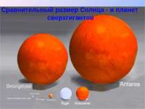 Сравнительный размер Солнца - и планет сверхгигантов