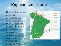 Корисні копалини Країна багата на корисні копалини , а саме на рудні, мідні, ...