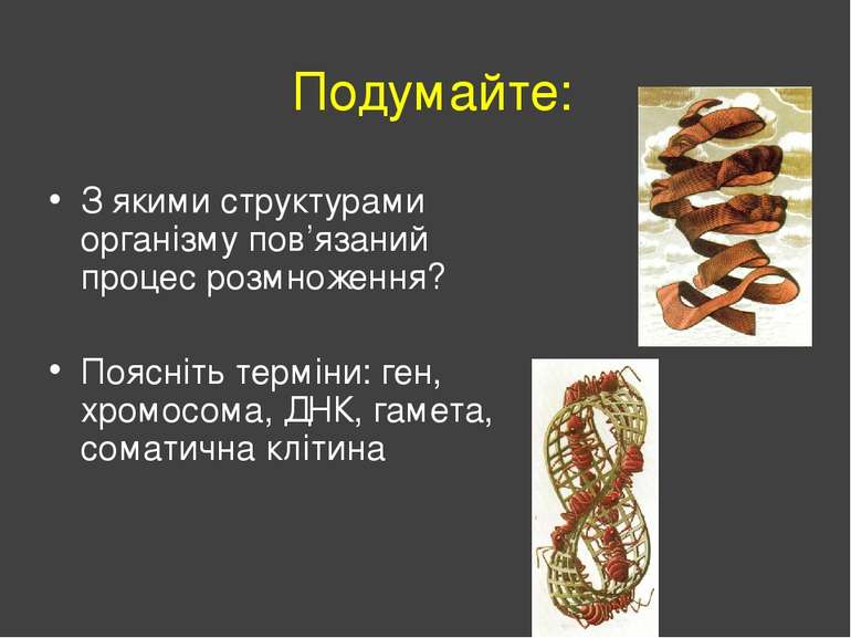 Подумайте: З якими структурами організму пов’язаний процес розмноження? Поясн...