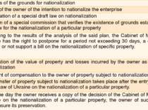 1 Analysis of the grounds for nationalization 2 Notice of the owner of the in...