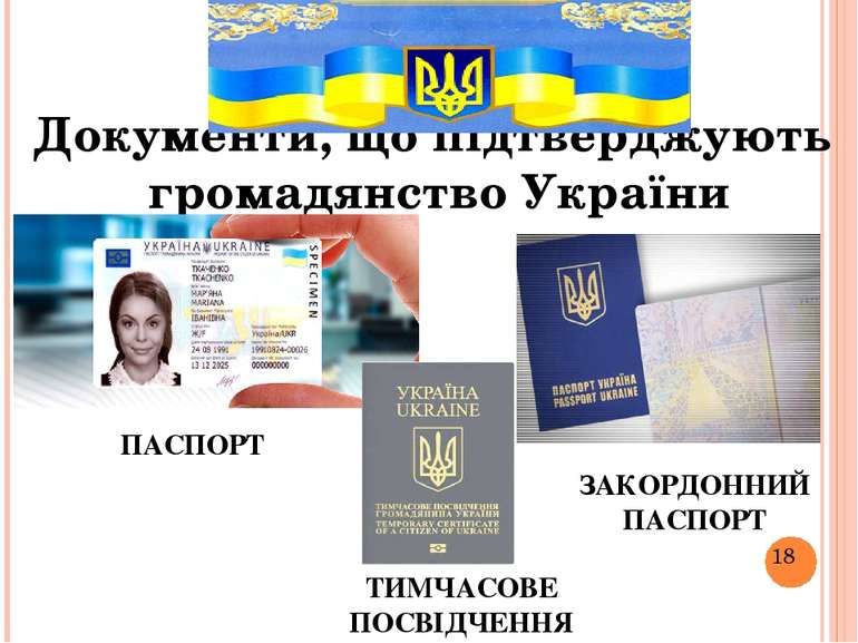 Документи, що підтверджують громадянство України ПАСПОРТ ЗАКОРДОННИЙ ПАСПОРТ ...