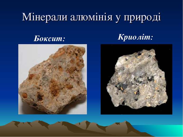 Мінерали алюмінія у природі Боксит: Криоліт: