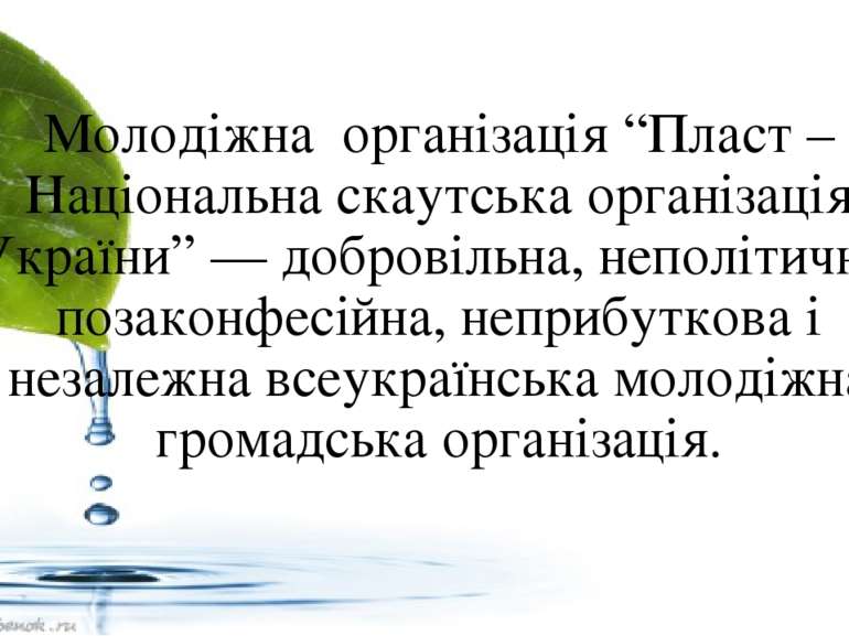 Молодіжна  організація “Пласт – Національна cкаутська організація України” ––...