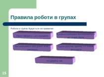 * Правила роботи в групах Робота в групах будується на правилах: Один говорит...