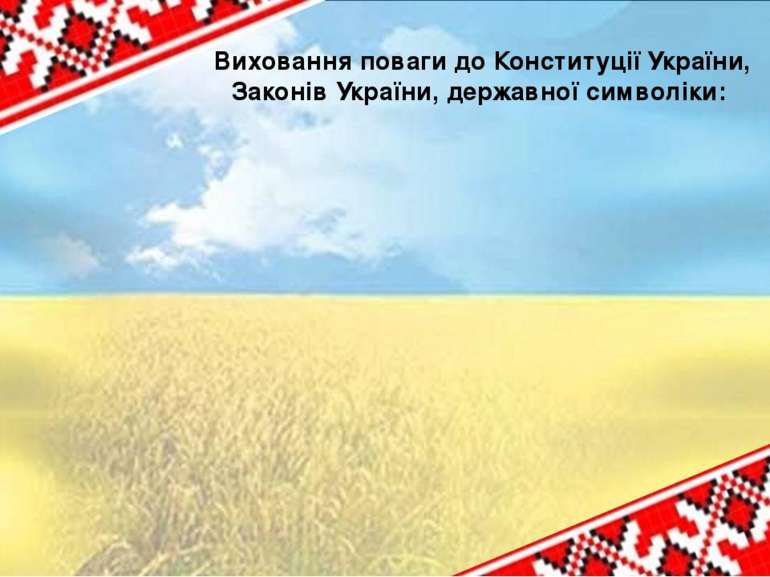 Виховання поваги до Конституції України, Законів України, державної символіки: