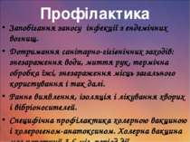 Профілактика Запобігання заносу інфекції з ендемічних вогнищ. Дотримання сані...