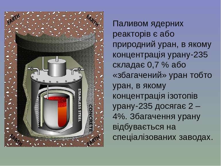 Паливом ядерних реакторів є або природний уран, в якому концентрація урану-23...