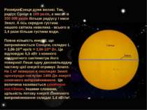 Розміри Сонця дуже великі. Так, радіус Сонця в 109 разів, а маса - в 330 000 ...