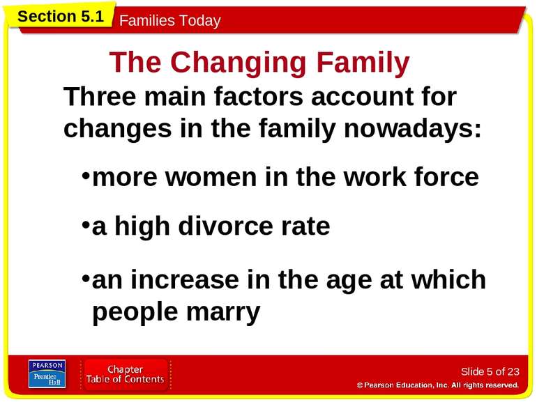 Slide * of 23 Three main factors account for changes in the family nowadays: ...