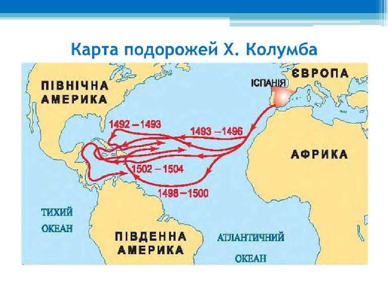 Как плыл колумб в америку карта