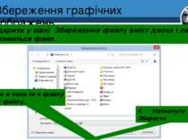 Збереження графічних зображень 2. Відкрити у вікні Збереження файлу вміст дис...