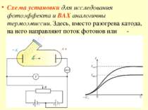 Схема установки для исследования фотоэффекта и ВАХ аналогичны термоэмиссии. З...