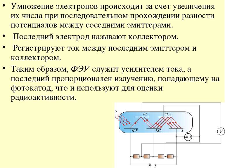 Умножение электронов происходит за счет увеличения их числа при последователь...