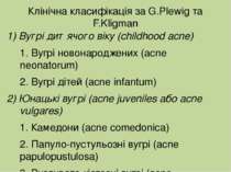 Клінічна класифікація за G.Plewig та F.Kligman 1) Вугрі дитячого віку (childh...