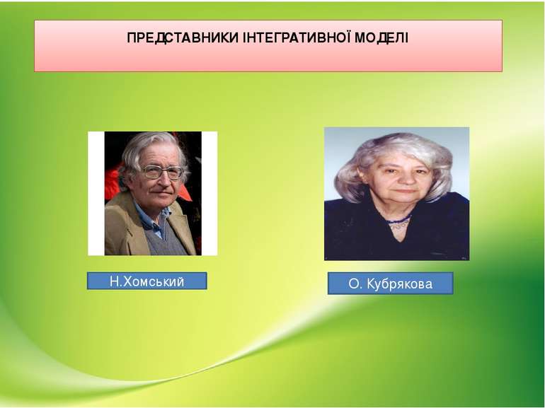 ПРЕДСТАВНИКИ ІНТЕГРАТИВНОЇ МОДЕЛІ Н.Хомський О. Кубрякова