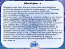 Цікаві факти: ГМ мікроорганізми давно й активно використовують для виробництв...