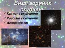 Види зоряних скупчень Кулясті скупчення Розсіяні скупчення Асоціація зір