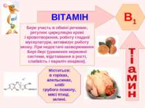 ВІТАМІН B1 Бере участь в обміні речовин, регулює циркуляцію крові і кровотвор...