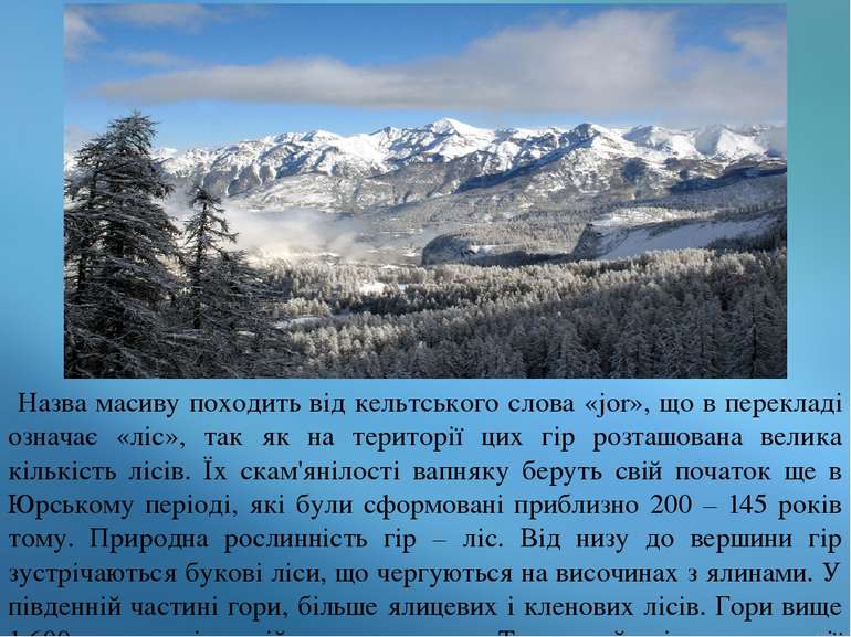 Назва масиву походить від кельтського слова «jor», що в перекладі означає «лі...